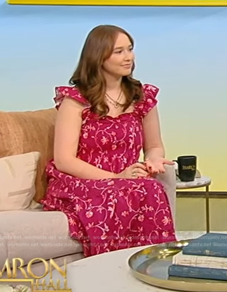 Anita Michaud’s pink floral print dress on Tamron Hall Show