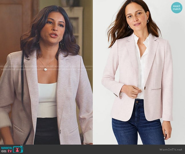 Ann Taylor The Hutton Blazer in Double Knit worn by Kamala (Richa Moorjani) on Never Have I Ever