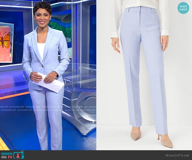 Blue Net Straight Pant Suit After Six Wear