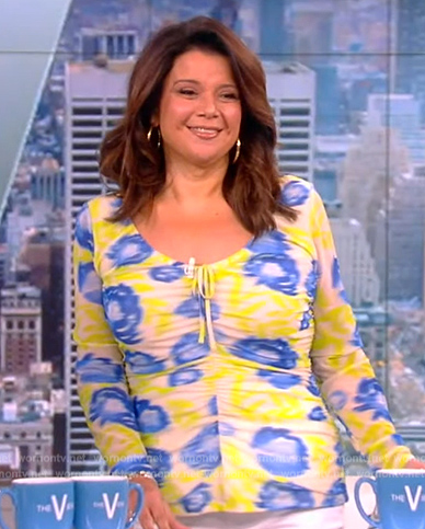 Ana's floral print ruched front top on The View