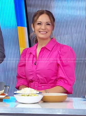 Anna Francese Gass's hot pink belted shirtdress on Good Morning America