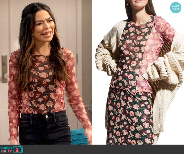 Anna Sui Garden Of Posies Mesh Top worn by Carly Shay (Miranda Cosgrove) on iCarly