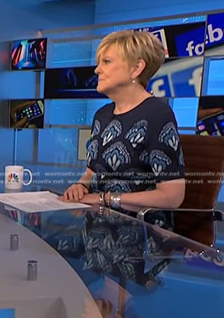 Anne Thompson’s blue printed knit dress on NBC News Daily