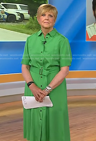 Anne Thompson’s green belted shirtdress on Today