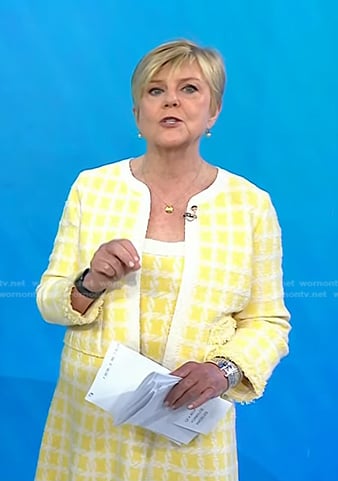 Anne Thompson’s yellow check teed jacket and dress on Today