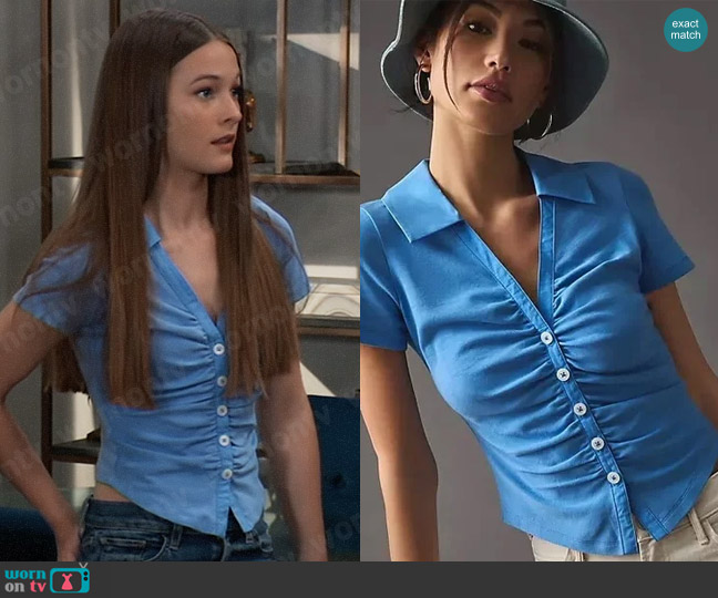 Maeve at Anthropologie Ruched Blouse worn by Esme (Avery Kristen Pohl) on General Hospital