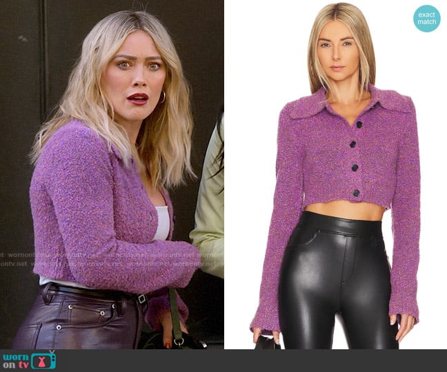 Apparis Molly Cropped Cardigan in Lingonberry worn by Sophie (Hilary Duff) on How I Met Your Father