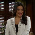 Audra’s white blazer with crystal embellishments on The Young and the Restless