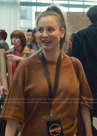 Ava's rust brown oversized top on Based on a True Story