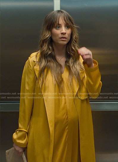 Ava's yellow trench coat on Based on a True Story