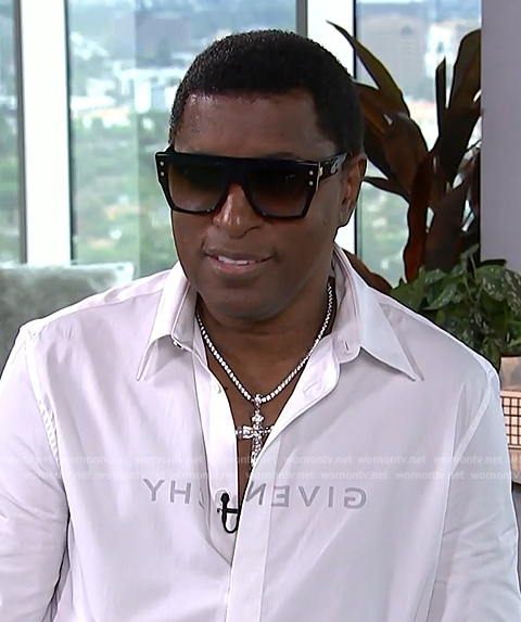 Babyface’s white givenchy shirt on E! News