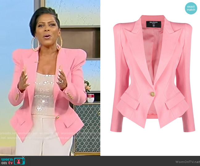 Balmain Wide-lapel slim-fit blazer worn by Tamron Hall on Tamron Hall Show