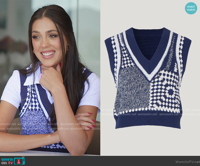 Baum Und Pferdgarten Cicilla Crochet Vest worn by Sistine Stallone on The Family Stallone