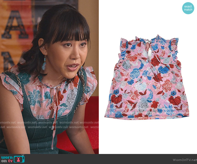 BB Dakota Pink Ditsy Floral Top worn by Eleanor Wong (Ramona Young) on Never Have I Ever