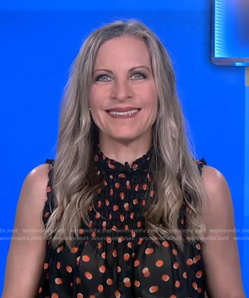 WornOnTV: Becky’s black dot print top on Good Morning America | Clothes ...