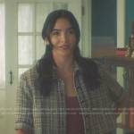 Bess’s grey plaid cropped jacket on Nancy Drew