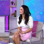 Bethenny Frankel’s white scalloped sweater and pink skirt on Today