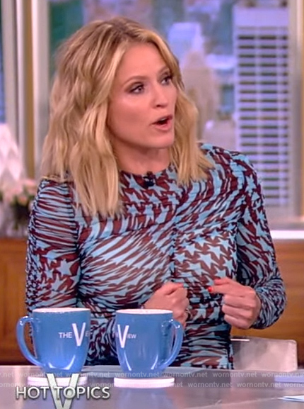 WornOnTV: Sara’s star print mesh dress on The View | Sara Haines ...