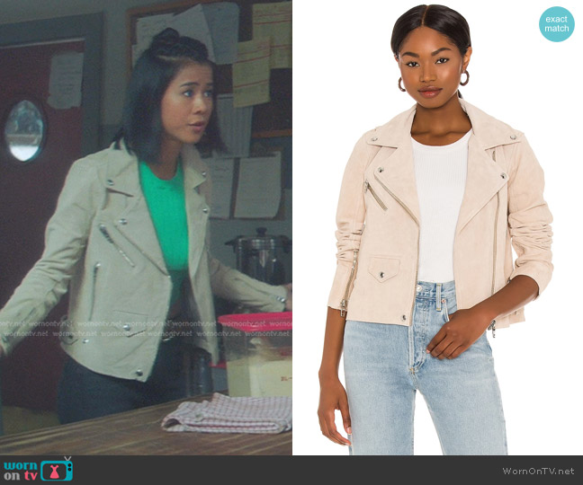 WornOnTV: George’s beige suede moto jacket on Nancy Drew | Leah Lewis ...