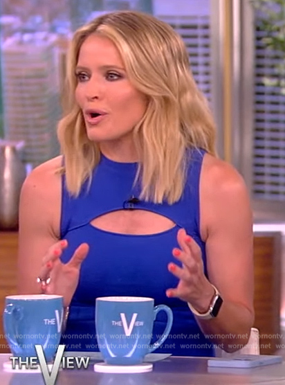 Sara’s blue sleeveless cutout dress on The View