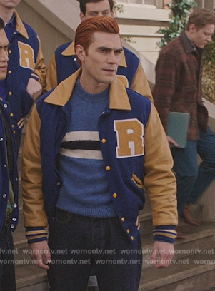 Archie’s blue stripe sweater on Riverdale