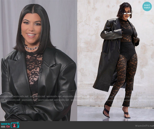 Boohoo Faux Leather Overcoat worn by Kourtney Kardashian (Kourtney Kardashian) on The Kardashians