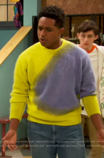 Booker's yellow and blue mohair sweater on Ravens Home