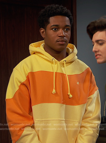 Booker's yellow and orange hoodie on Ravens Home
