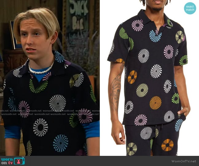 BP Medallion Print Polo In Black Colorblock Foulard worn by Jake (Luke Busey) on Bunkd