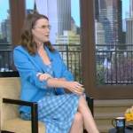 Bridget Maoynahan’s blue checkered dress on Live with Kelly and Mark