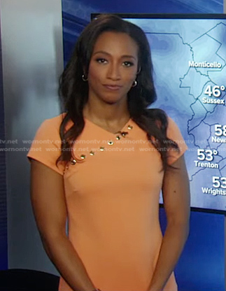 WornOnTV: Brittany Bell’s orange grommet dress on Good Morning America