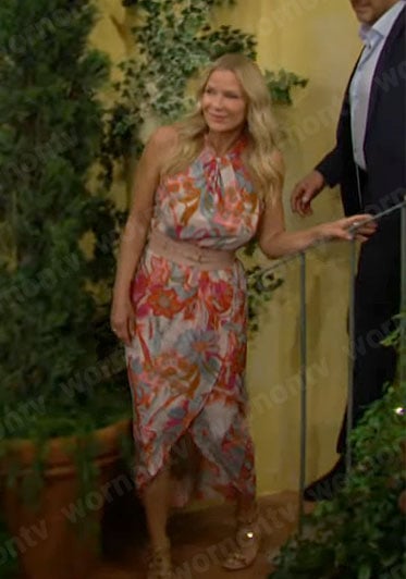 Brooke's floral sleeveless dress in Italy on The Bold and the Beautiful