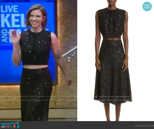 Brunello Cucinelli Sequin Crop Sleeveless Sweater worn by Lauren Cohan on Live with Kelly and Mark