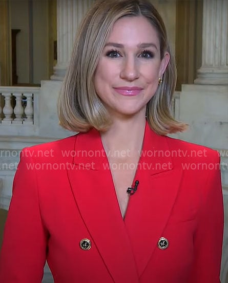 Caitlin Huey Burns's red blazer on CBS Mornings