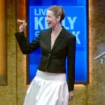 Caitriona Balfe’s two tone dress on Live with Kelly and Mark