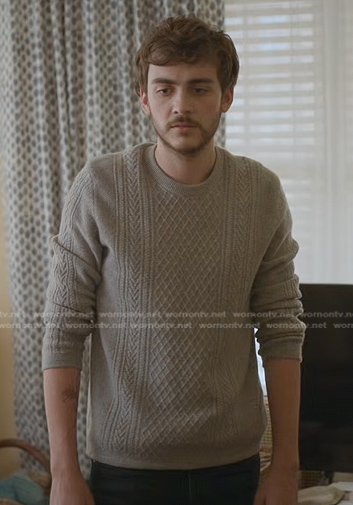 Cal’s grey cable knit sweater on Manifest