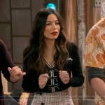 Carly’s black bow cardigan and tweed skort on iCarly