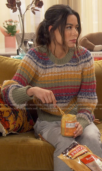 Carly’s multicolor striped sweater on iCarly