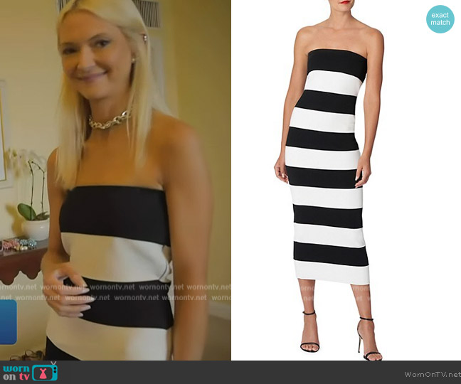 Carolina Herrera Strapless Banded Midi Dress worn by Zanna Roberts Rassi on Access Hollywood