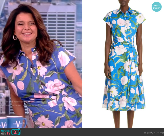 Carolina Herrera Floral Cap-Sleeve Midi-Dress worn by Ana Navarro on The View