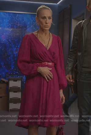 Carrie's pink dress and necklace on And Just Like That