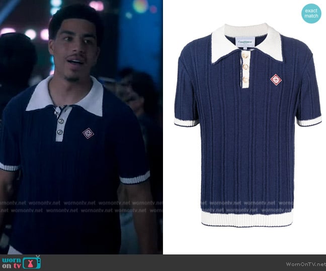 Casablanca Monogram logo polo shirt worn by Andre Johnson, Jr. (Marcus Scribner) on Grown-ish