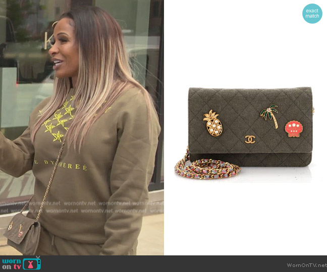 Chanel Cuba Charms Wallet Quilted Canvas Bag worn by Sheree Whitefield on The Real Housewives of Atlanta