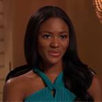 Charity’s teal ribbed halter neck top on The Bachelorette