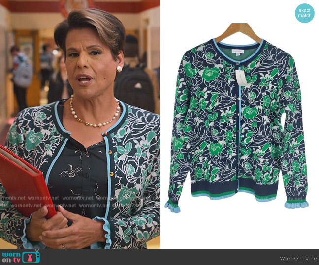 Charter Club Floral Print Cardigan worn by Alexandra Billings (Alexandra Billings) on Never Have I Ever