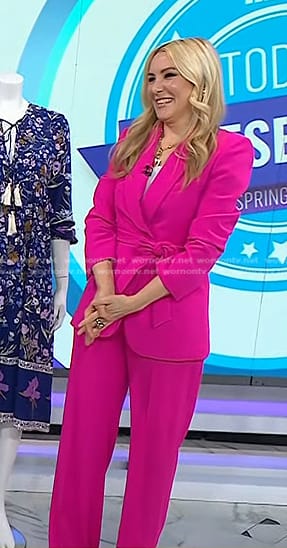 Chassie’s pink tie waist blazer and pants on Today