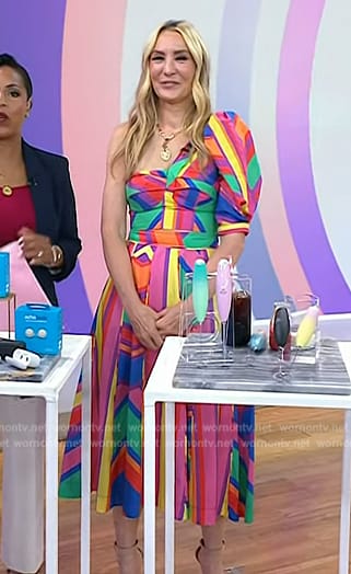 Chassie's rainbow stripe top and skirt on Today