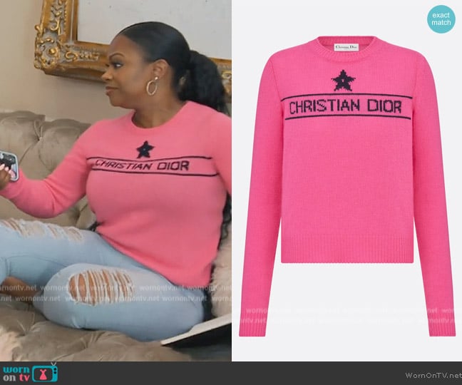 Dior Logo Sweater worn by Kandi Burruss on The Real Housewives of Atlanta