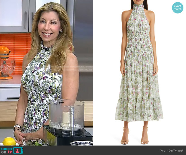 Cinq a Sept Dover Floral Halter Neck Cotton & Silk Dress worn by Shereen Pavlides on Today