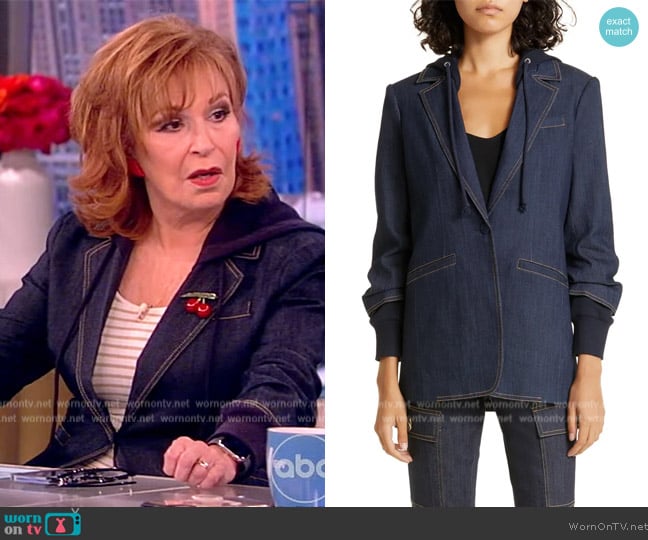 Cinq a Sept Khloe Hooded Denim Blazer worn by Joy Behar on The View